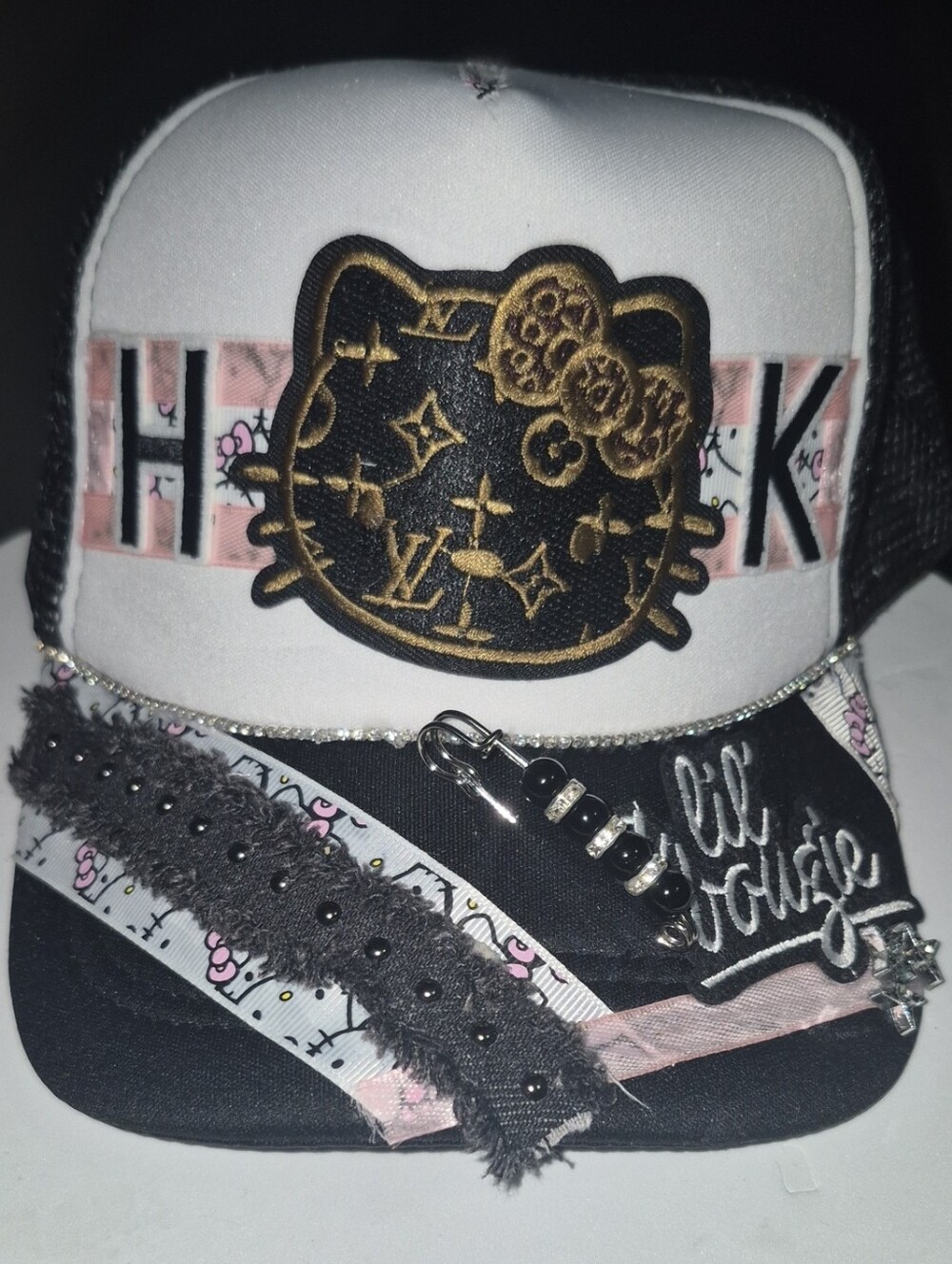 Modern DIY - Hello Kitty/LV Embellished Trucker Hat